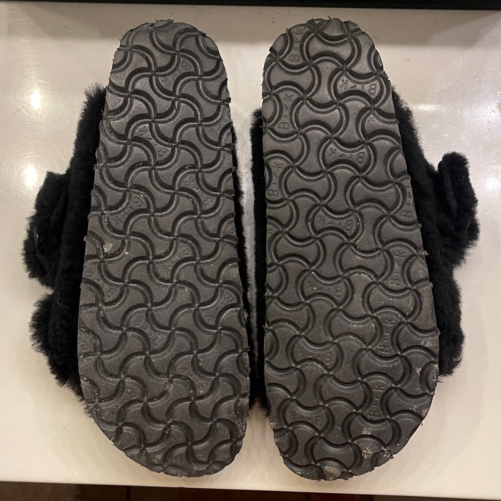 Birkenstock Papillio black shearling teddy Arizona big buckle women 38 size 7 - Picture 4 of 7